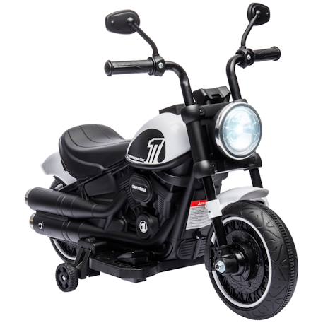 Moto électrique enfant 6 v 3 km/h effet lumineux roulettes amovibles repose-pied pédale métal pp rose noir Blanc+Bleu+Rose+Rouge 1 - vertbaudet enfant 