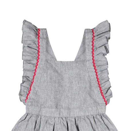 Robe cérémonie bohème  en lin  taupe  lili Gris taupe fuchsia 2 - vertbaudet enfant 