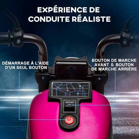 Moto électrique enfant 6 v 3 km/h effet lumineux roulettes amovibles repose-pied pédale métal pp rose noir Blanc+Bleu+Rose+Rouge 15 - vertbaudet enfant 