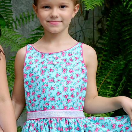 Robe qui tourne été  fleurie     hepburn Bleu roi rose fuchsia 6 - vertbaudet enfant 