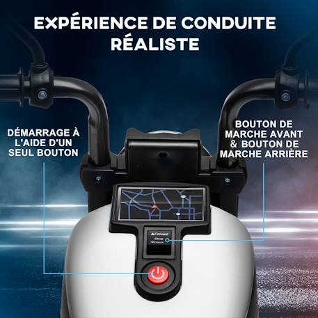 Moto électrique enfant 6 v 3 km/h effet lumineux roulettes amovibles repose-pied pédale métal pp rose noir Blanc+Bleu+Rose+Rouge 4 - vertbaudet enfant 