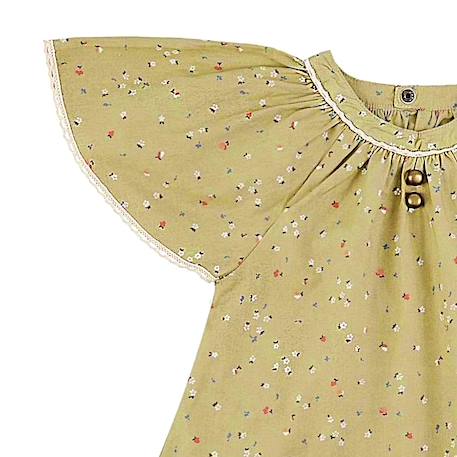 Robe fleurie   manches papillon   butterfly Vert kaki fleuri 2 - vertbaudet enfant 