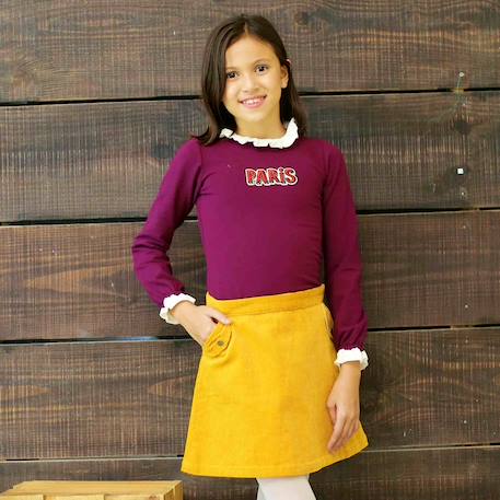 Tee-shirt manches longues   jersey   paris  camille Bordeaux prune 5 - vertbaudet enfant 