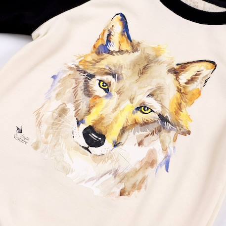 Sweat-shirt    imprimé loup  the wolf Beige noir 2 - vertbaudet enfant 