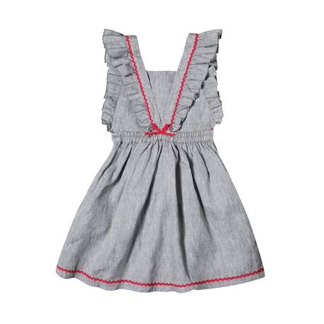 Robe cérémonie bohème  en lin  taupe  lili Gris taupe fuchsia 4 - vertbaudet enfant 