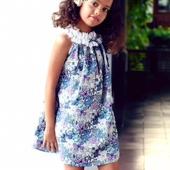 Robe  fleurie liberty  avec col froufrous   manon  - vertbaudet enfant