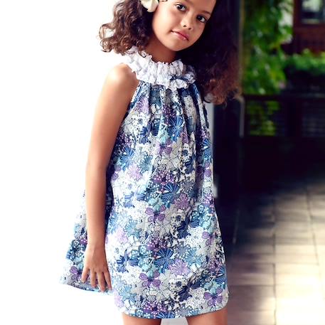 Fille-Robe  fleurie liberty  avec col froufrous   manon
