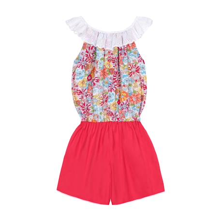 Combishort liberty   col broderie anglaise  lolita Rouge fleuri 4 - vertbaudet enfant 