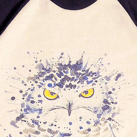 Robe sweat   coton  et  imprimé chouette  the owl Beige noir 2 - vertbaudet enfant 