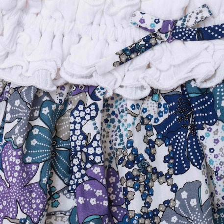 Robe  fleurie liberty  avec col froufrous   manon Bleu lilas 5 - vertbaudet enfant 
