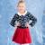 De noël   blouse col claudine & jupe plissée Rouge noir 2 - vertbaudet enfant 