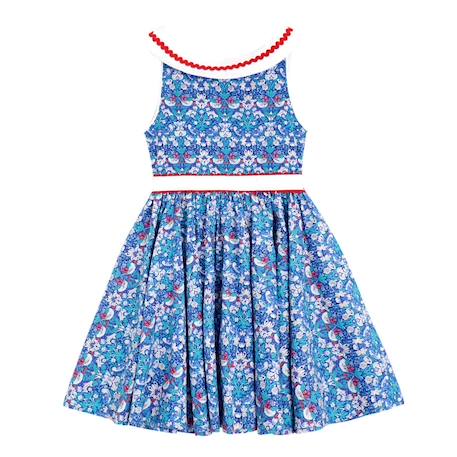 Robe  qui tourne liberty  et   hepburn Bleu rouge 4 - vertbaudet enfant 