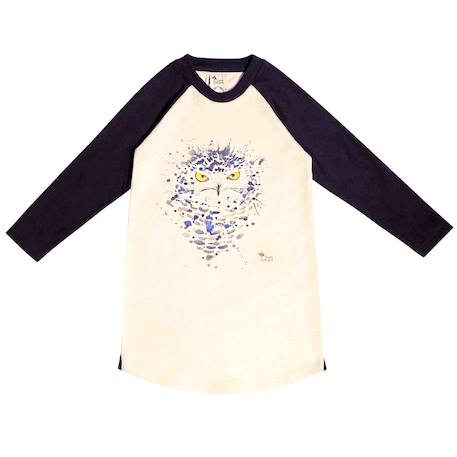 Robe sweat   coton  et  imprimé chouette  the owl Beige noir 3 - vertbaudet enfant 