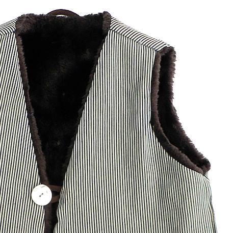 Gilet de berger   réversible  fausse fourrure   berger Marron beige rayures bleu marine 4 - vertbaudet enfant 