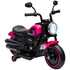 Jouet-Jeux de plein air-Moto électrique enfant 6 v 3 km/h effet lumineux roulettes amovibles repose-pied pédale métal pp rose noir