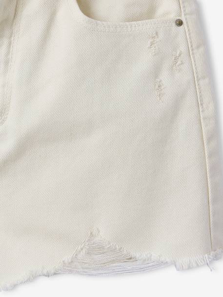 Short en jean effet usé fille bleu moyen+vanille 6 - vertbaudet enfant 