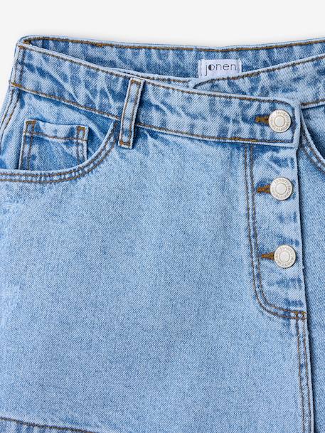 Jupe short en jean asymétrique fille bleu clair 3 - vertbaudet enfant 