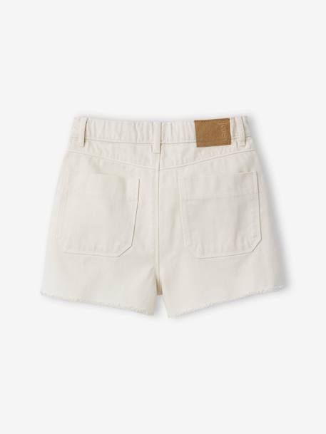 Short en jean effet usé fille bleu moyen+vanille 5 - vertbaudet enfant 