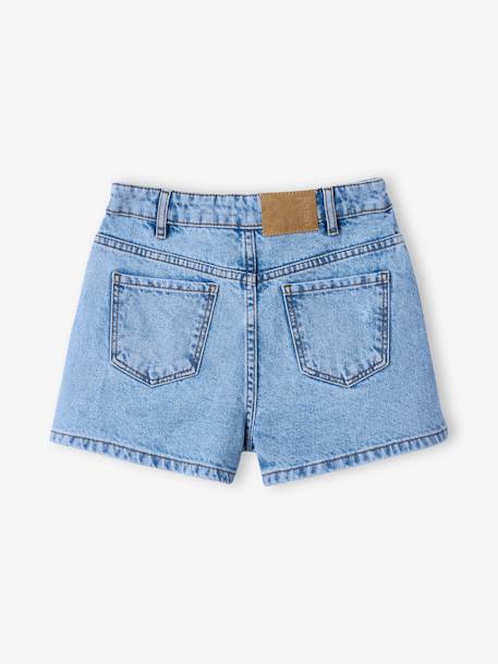 Jupe short en jean asymétrique fille bleu clair 2 - vertbaudet enfant 