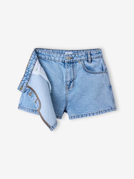 Jupe short en jean asymétrique fille bleu clair 5 - vertbaudet enfant 