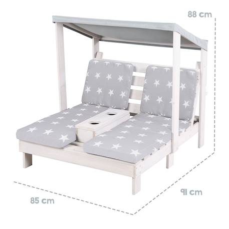 Double chaise longue en bois massif fsc® + 4 coussins et pare soleil Gris / motif étoiles 4 - vertbaudet enfant 