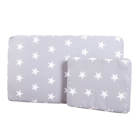 Double chaise longue en bois massif fsc® + 4 coussins et pare soleil Gris / motif étoiles 6 - vertbaudet enfant 