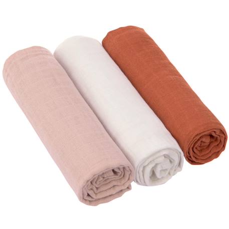 Lot de 3 langes en mousseline Rose 1 - vertbaudet enfant 