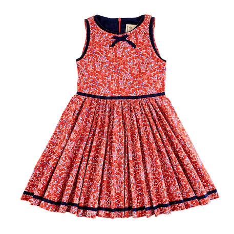 Robe qui tourne   fleurie   hepburn Rouge bleu marine 3 - vertbaudet enfant 