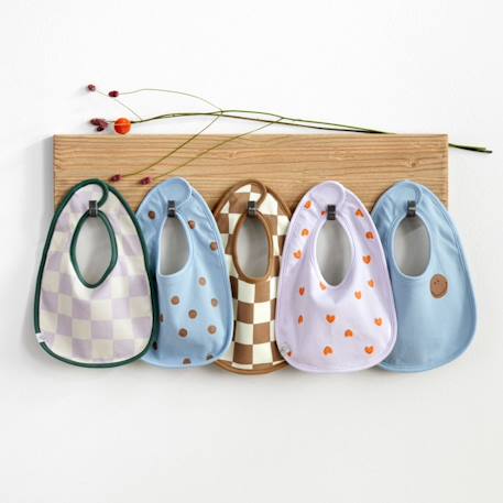 Lot de 5 bavoirs en éponge imperméable Bleu+Jaune/bleu+Rose 6 - vertbaudet enfant 