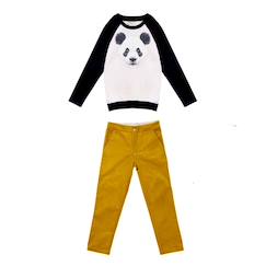 Ensemble cadeau pour   sweat panda + pantalon velours  - vertbaudet enfant