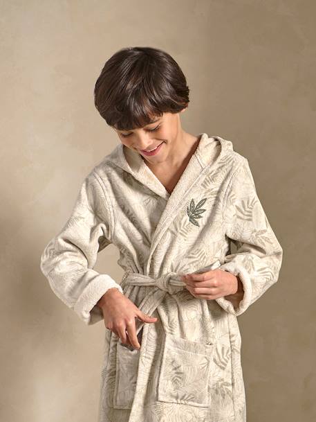 Peignoir de bain enfant personnalisable GREEN JUNGLE, avec coton recyclé vert imprimé 1 - vertbaudet enfant 