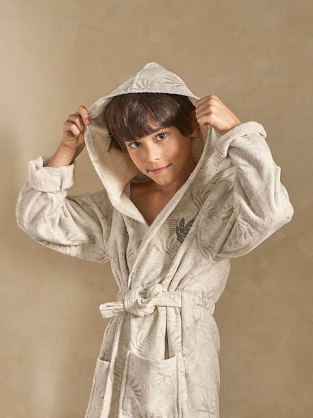 Peignoir de bain enfant personnalisable GREEN JUNGLE, avec coton recyclé vert imprimé 3 - vertbaudet enfant 