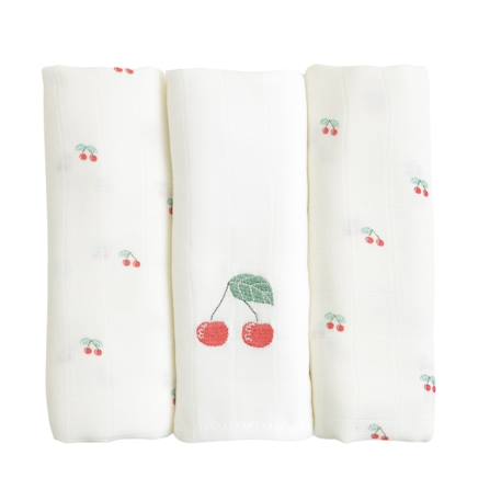 Lot de 3 langes gaze de coton bio Cerises 1 - vertbaudet enfant 