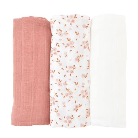 Lot de 3 langes gaze de coton bio Fleurs roses 1 - vertbaudet enfant 