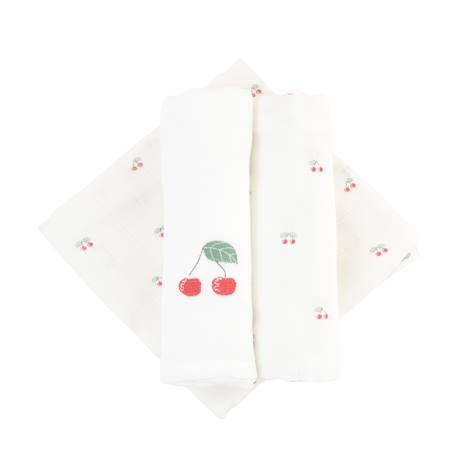 Lot de 3 langes gaze de coton bio Cerises 2 - vertbaudet enfant 