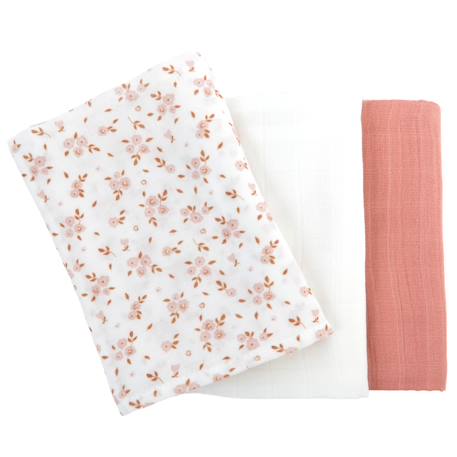 Lot de 3 langes gaze de coton bio Fleurs roses 4 - vertbaudet enfant 