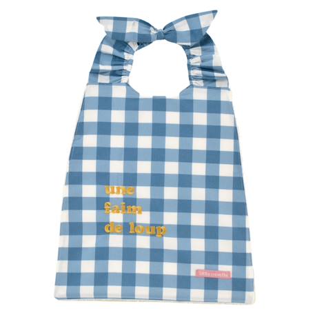 Bavoir élastiqué coton bio Vichy bleu 1 - vertbaudet enfant 