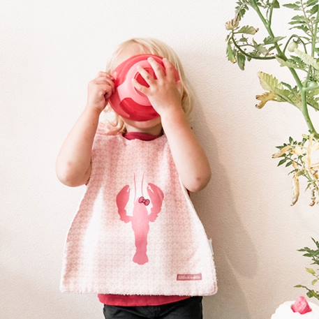 Bavoir élastiqué lin Homard rose 3 - vertbaudet enfant 