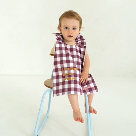 Bavoir élastiqué coton bio Vichy aubergine 2 - vertbaudet enfant 