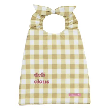 Bavoir élastiqué coton bio Vichy tilleul 1 - vertbaudet enfant 