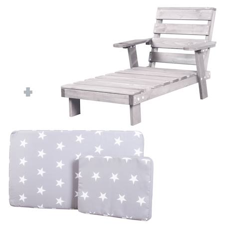 Chaise longue en bois massif fsc® avec 2 coussins Gris 3 - vertbaudet enfant 