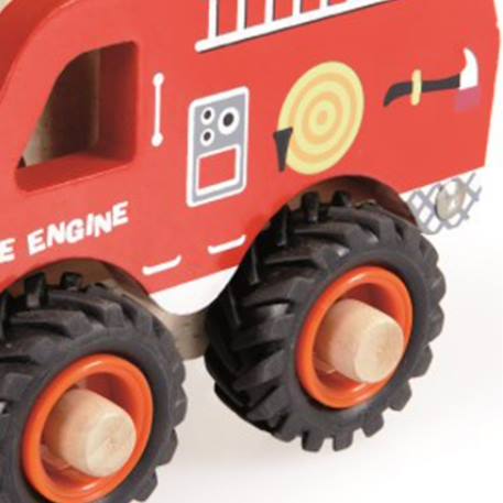 Camion de pompiers en bois Rouge, noir, beige 2 - vertbaudet enfant 