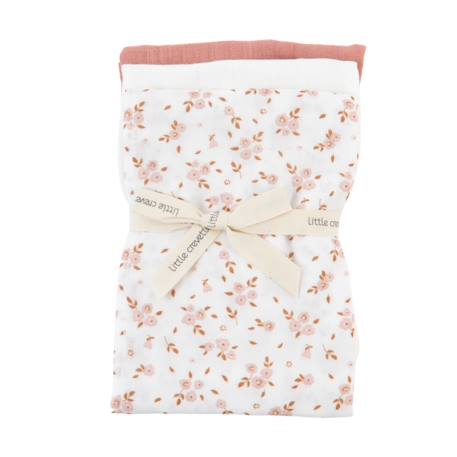 Lot de 3 langes gaze de coton bio Fleurs roses 2 - vertbaudet enfant 