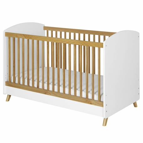 Lit bébé évolutif montessori kombu Blanc et noisette 3 - vertbaudet enfant 