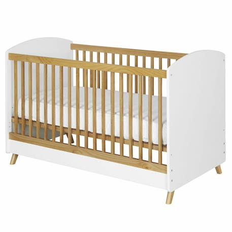 Lit bébé évolutif montessori kombu Blanc et noisette 6 - vertbaudet enfant 