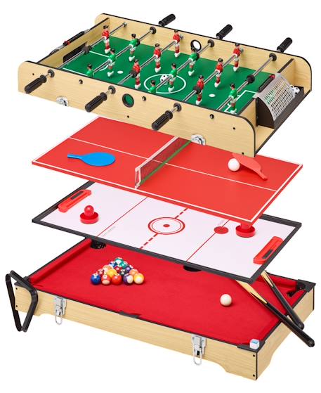 Kangui table multi jeux 4 en 1 - babyfoot barres télescopiques - billard - ping pong - hockey Marron 1 - vertbaudet enfant 