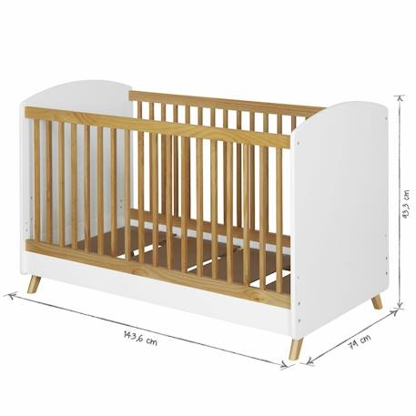 Lit bébé évolutif montessori kombu Blanc et noisette 5 - vertbaudet enfant 