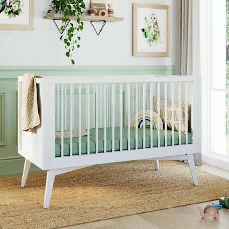 Lit bébé évolutif montessori bois massif marley Blanc+Bois 1 - vertbaudet enfant 