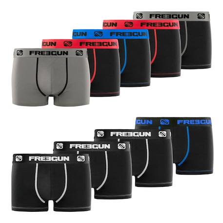 Lot de 9 boxers  en coton Noir/gris/bleu/blanc/rouge 1 - vertbaudet enfant 