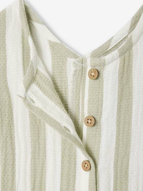 Combinaison bébé gaze de coton rayée rayé vert 3 - vertbaudet enfant 